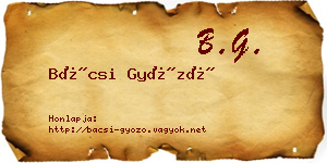 Bácsi Győző névjegykártya